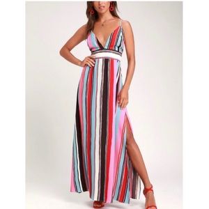 Lulus Andi Multistripe Maxi Dress Size Small